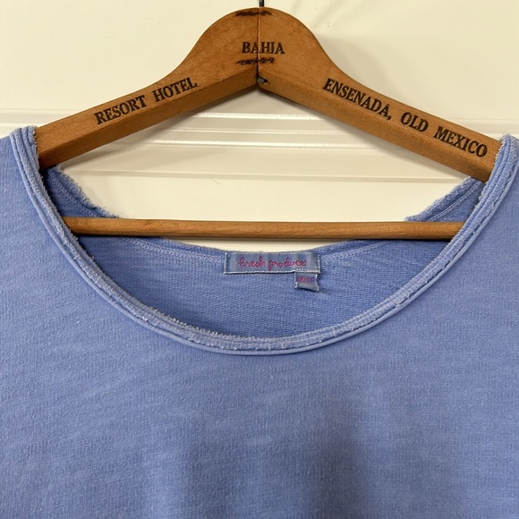 Fresh Produce Periwinkle Blue Sunset Sweatshirt w Raw/Unfinished Hems - Picture 7 of 13